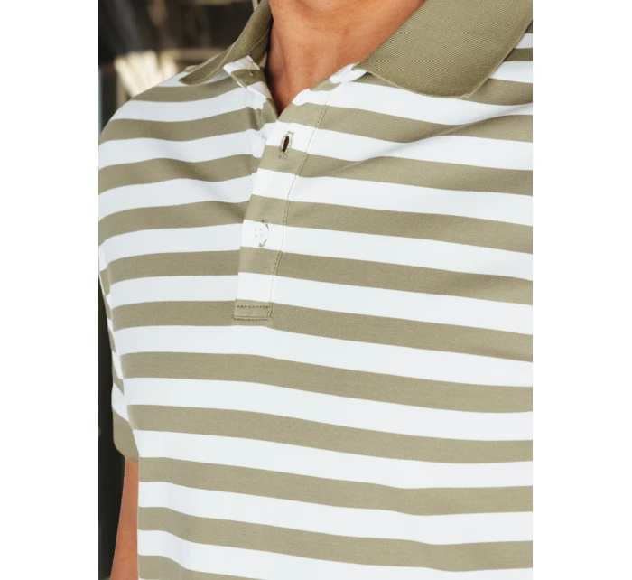 Pánska zelená pruhovaná polokošeľa FashionStreet PX0640