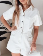 bílý džínový krátký overal Dstreet model 21988009 - FashionStreet bílý džínový krátký overal Dstreet model 21988009 - FashionStreet