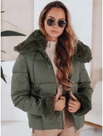 Dámska prešívaná krátka bunda s kožušinou zelená FashionStreet TY5068 Dámska prešívaná krátka bunda s kožušinou zelená FashionStreet TY5068