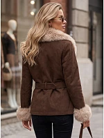 Dámska bunda s odnímateľnou kožušinou, svetlohnedá, FashionStreet TY5852 Dámska bunda s odnímateľnou kožušinou, svetlohnedá, FashionStreet TY5852