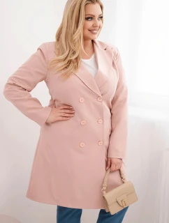 Dámske Plus veľkosť dvojradový kabát s golierom Dark Powder Pink