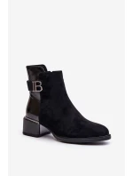 Eleganckie Botki Na Obcasie Ocieplane MR880-040 Czarne