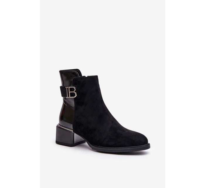 Eleganckie Botki Na Obcasie Ocieplane MR880-040 Czarne