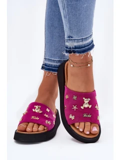 Dámské Zamszové Pantofle S Fuchsie model 21697716 - VINCEZA
