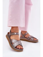 Dámské kožené sandály na platformě model 21701963 grafitové - Maciejka