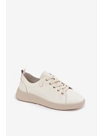 Kožené dámské polobotky model 22133405 světle béžové - VINCEZA