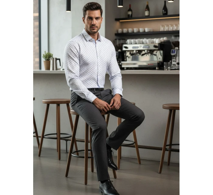 Pánska biela košeľa FashionStreet DX2438 Pánska biela košeľa FashionStreet DX2438