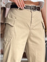 Dámské kalhoty tmavě béžové Dstreet model 21986165 - FashionStreet