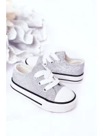 Dziecięce Brokatowe Trampki Srebrne Bling-Bling