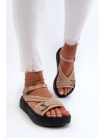dámské sandály na platformě  béžové model 21661896 - Zaxy