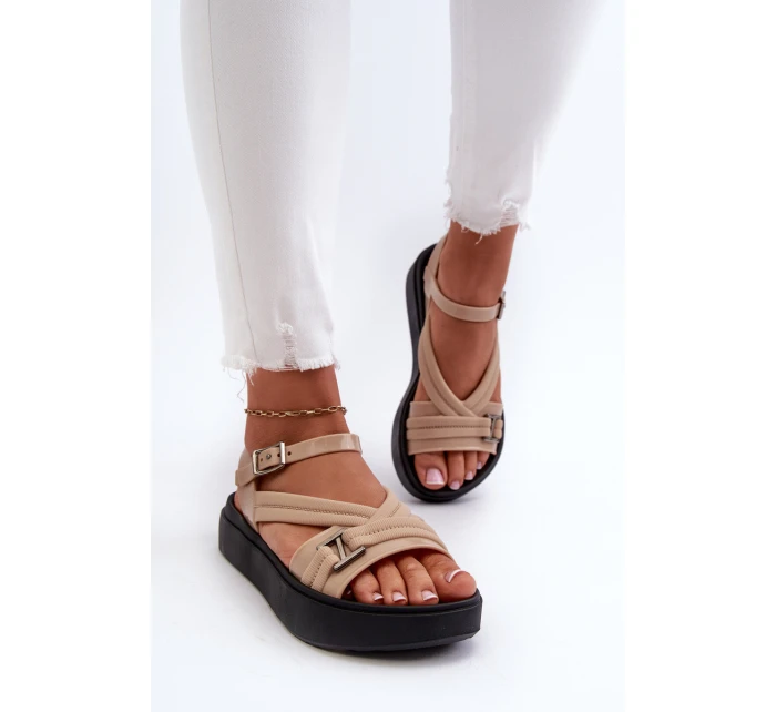 dámské sandály na platformě  béžové model 21661896 - Zaxy