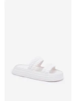 Piankowe Lekkie Klapki Damskie Na Platformie S.Barski ZK51-001 Białe