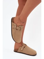 Klapki Chodaki Damskie Na Korkowej Platformie Ze Złotą Klamrą Big Star SS274738 Beżowe Klapki Chodaki Damskie Na Korkowej Platformie Ze Złotą Klamrą Big Star SS274738 Beżowe