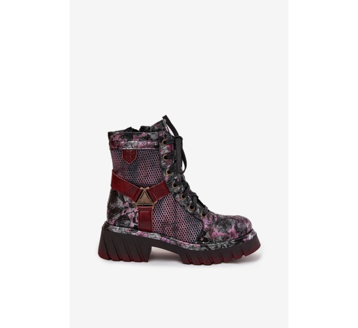 Kožené workery dámské model 21714221 bordó - Maciejka