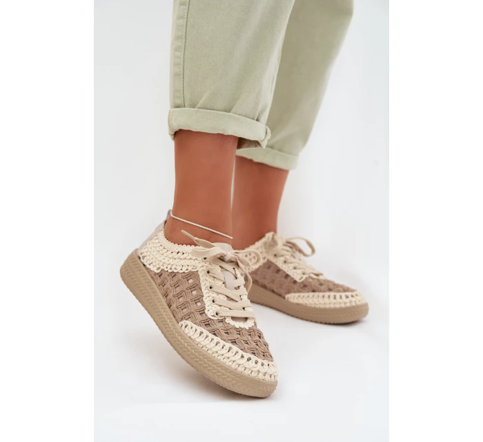 Kožené batohy Dámské polobotky model 22027822 Béžové - D&A