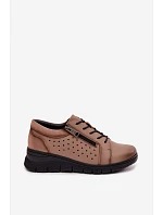 Dámske kožené topánky na platforme Vinceza 39977 Beige