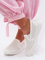 Dámske sieťované topánky z umelej kože slip-on white Geressa