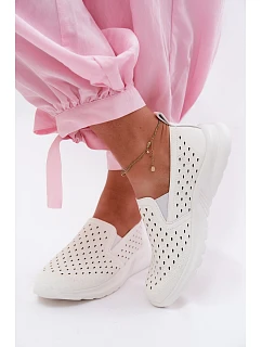 Dámské nazouvací síťované polobotky z umělé kůže bílé Geressa