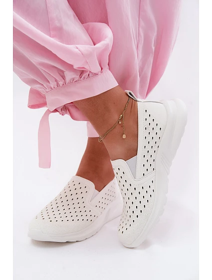 Dámské nazouvací síťované polobotky z umělé kůže bílé model 22123296 - EVENTO