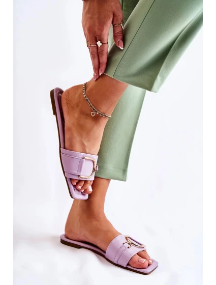 Dámské klasické kožené pantofle s zdobením fialový Shilla