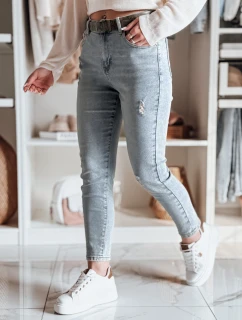 Dámské džínové kalhoty slim fit s páskem modré model 21984669 - Dstreet