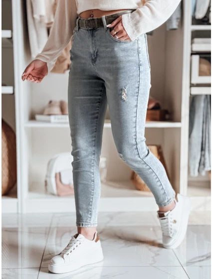 Dámské džínové kalhoty slim fit s páskem modré Dstreet model 21984669 - FashionStreet