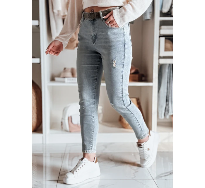 Dámské džínové kalhoty slim fit s páskem modré Dstreet model 21984669 - FashionStreet