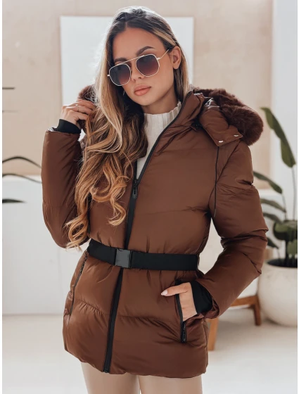 Dámská zimní prošívaná bunda s kapucí hnědá Dstreet model 21990588 - FashionStreet