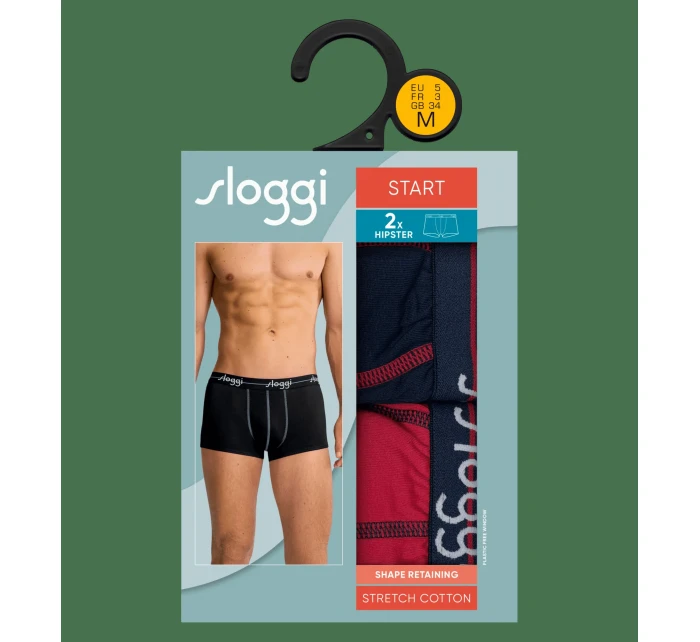 Pánske boxerky Štart Hipster C2P box - BLUE - DARK COMBINATION - tm.modrá-vínová M008 - SLOGGI Pánske boxerky Štart Hipster C2P box - BLUE - DARK COMBINATION - tm.modrá-vínová M008 - SLOGGI