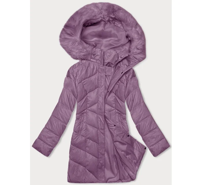 Dámska zimná bunda s kapucňou fialová (H-898-38)