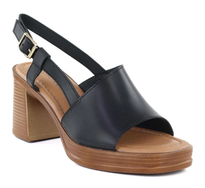 Dámske čierne sandále na podpätku Potocki 54324 Dámske čierne sandále na podpätku Potocki 54324