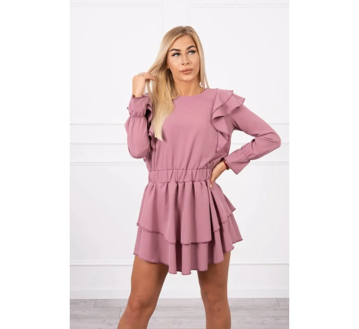 Šaty so zvislými volánmi tmavo ružové Šaty so zvislými volánmi tmavo ružové