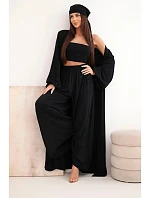 Dámsky viskózový 4-dielny set v boho štýle čierny