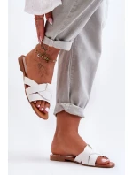 Damskie Materiałowe Klapki Białe Aversa Damskie Materiałowe Klapki Białe Aversa