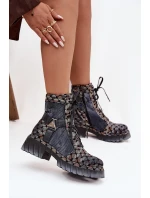 Skórzane Botki Workery Damskie Maciejka 07072-03 Multikolor