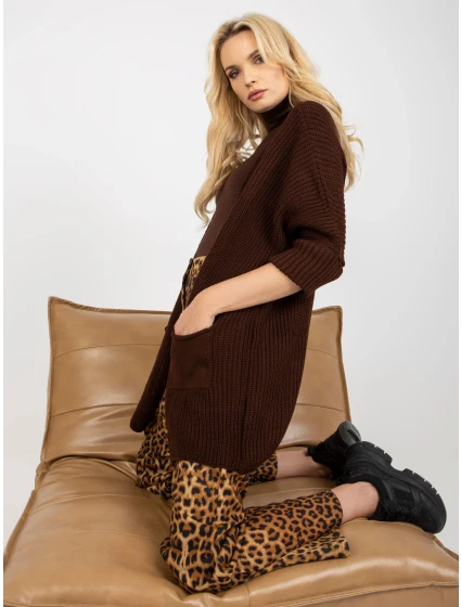 Dámsky sveter LO SW LK 3002 kardigan.98P tmavo hnedý