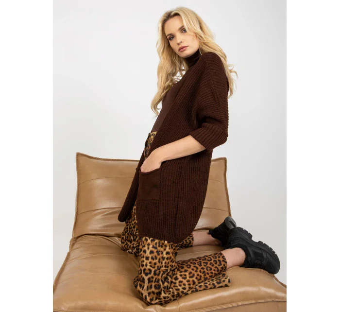 Dámsky sveter LO SW LK 3002 kardigan.98P tmavo hnedý