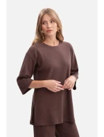 model 21379872 Žebrovaný pletený top hnědý - BeWear