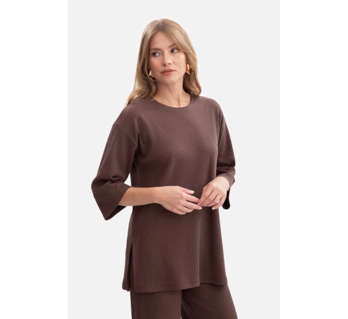 model 21379872 Žebrovaný pletený top hnědý - BeWear