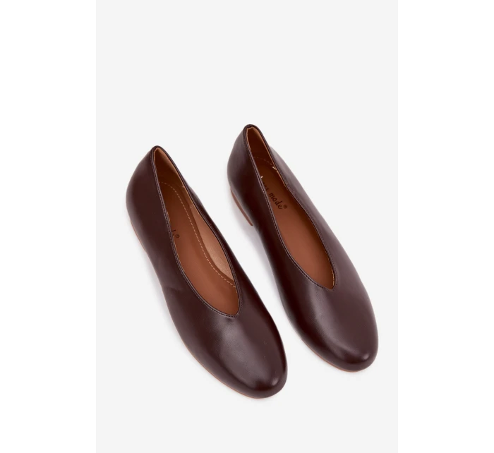 Dámske baleríny z ekokože na podpätku Olyssia - hnedé Dámske baleríny z ekokože na podpätku Olyssia - hnedé