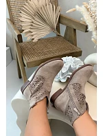 Dámské perforované kotníkové boty model 22102058 Béžové - S.Barski