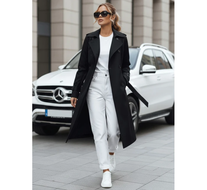 FashionStreet dámsky dvojradový čierny kabát TY5437