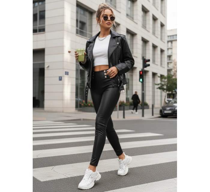 Legginsy damskie z wysokim stanem czarne model 22016693 - FashionStreet