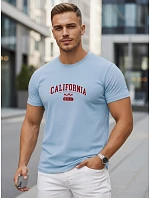 Tshirt męski bawełniany z nadrukiem California błękitny model 22316139 - FashionStreet Tshirt męski bawełniany z nadrukiem California błękitny model 22316139 - FashionStreet