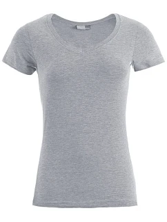 Promodoro 3086 Dámske tričko Slim Fit s výstrihom do V 40.3086 športovo šedé