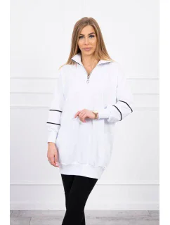 Mikina so zipsom a vreckami biela