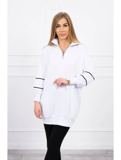 Mikina so zipsom a vreckami biela