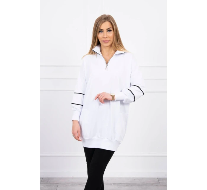 Mikina so zipsom a vreckami biela