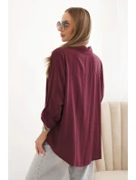 Dámska košeľa s viskózou, ozdobnými gombíkmi a golierom slivka