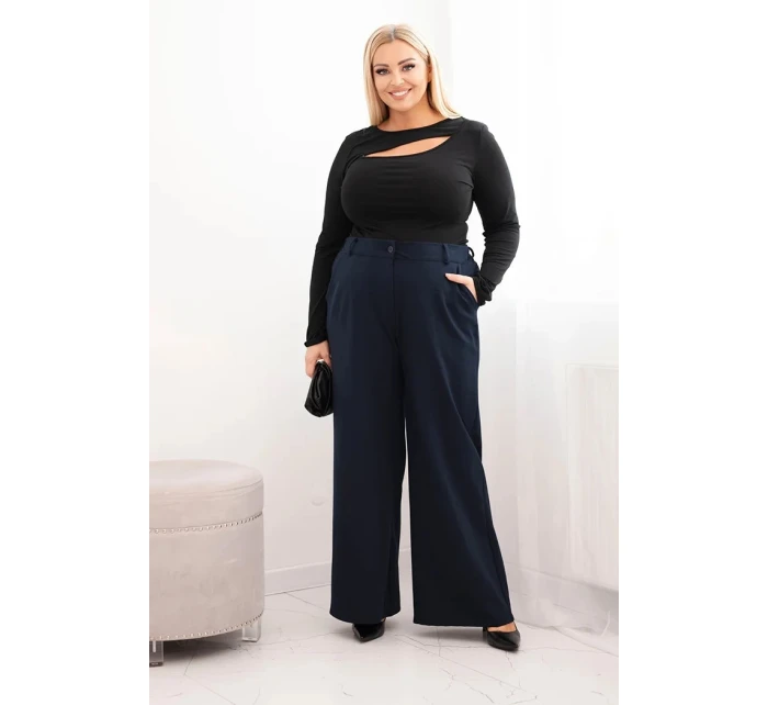 Dámske Plus veľkosť široké nohavice s opaskom Chocolate Dámske Plus veľkosť široké nohavice s opaskom Chocolate